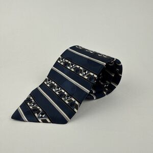 Don Loper Vintage Beverly Hills Tie Blue Geometric Art Deco Italian Silk